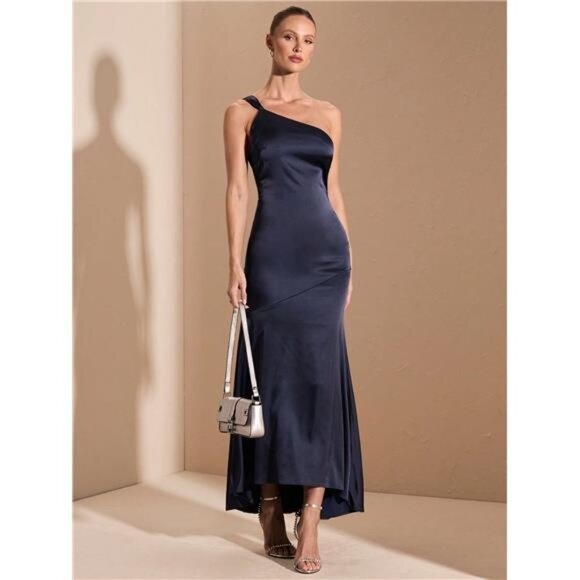 Elegant Women's Backless Satin Dress With Mermaid Tail, Suitable For Night - Picture 6 of 8